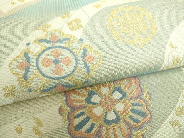 平和屋着物▼六通柄袋帯　都つづれ　正倉院花文　金銀糸　正絹　逸品　DABJ8753ps