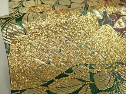 平和屋着物▼六通柄袋帯　花松文　金糸　正絹　逸品　DABJ8765ps