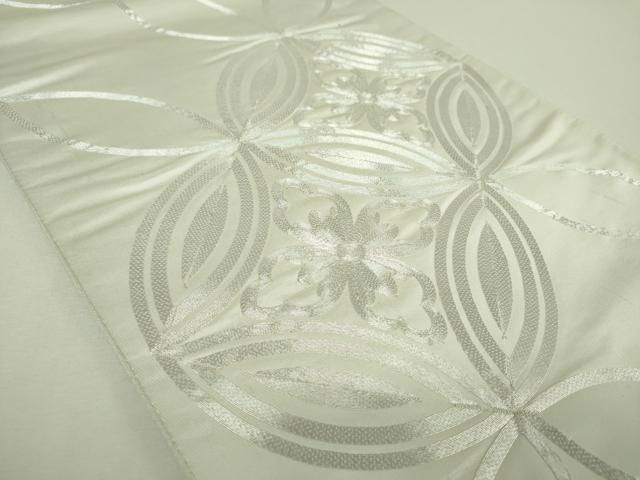 平和屋着物▼太鼓柄袋帯　総駒刺繍　総刺繍　七宝花文　銀糸　正絹　逸品　DABJ8770ps