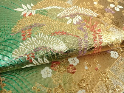 平和屋着物▼西陣　六通柄袋帯　松竹梅　鳳凰花文　金糸　証紙付き　正絹　逸品　未使用　DABJ8776ps