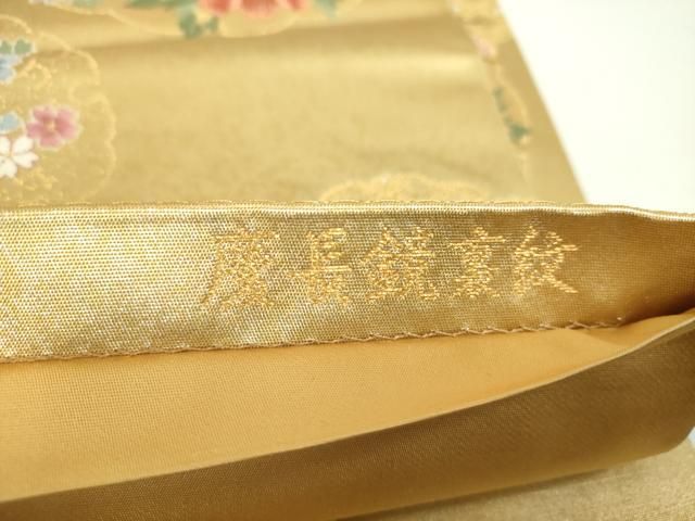 平和屋着物▼六通柄袋帯　唐織　九百泥金箔　慶長鏡裏紋　金糸　引箔　正絹　逸品　DABJ8807ps