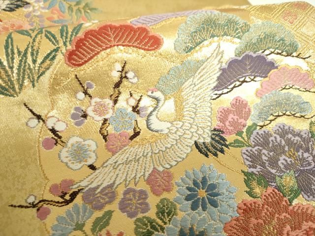 平和屋着物▼六通柄袋帯　唐織　九百泥金箔　慶長鏡裏紋　金糸　引箔　正絹　逸品　DABJ8807ps