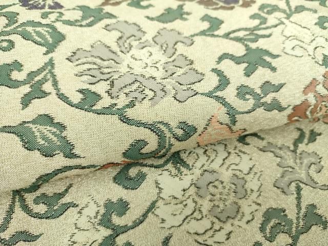 平和屋着物▼九寸名古屋帯　花唐草文　金糸　正絹　逸品　DABJ8812ps