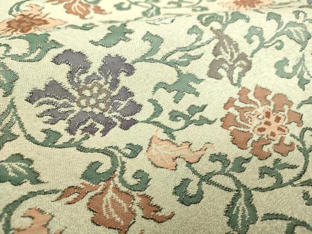 平和屋着物▼九寸名古屋帯　花唐草文　金糸　正絹　逸品　DABJ8812ps
