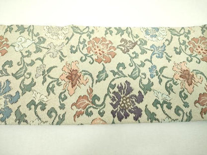 平和屋着物▼九寸名古屋帯　花唐草文　金糸　正絹　逸品　DABJ8812ps