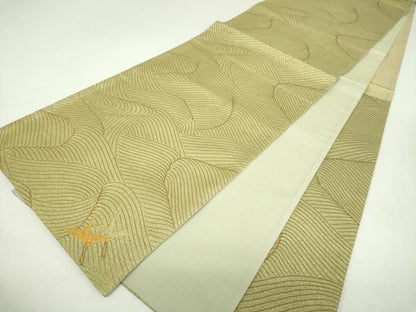 平和屋着物▼六通柄袋帯　ワンポイント　飛鶴文　流水文　金糸　正絹　逸品　DABJ8820ps