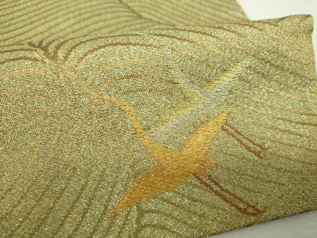 平和屋着物▼六通柄袋帯　ワンポイント　飛鶴文　流水文　金糸　正絹　逸品　DABJ8820ps
