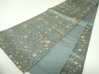 平和屋着物▼六通柄袋帯　花鳥文　金糸　正絹　逸品　DABJ8872ps