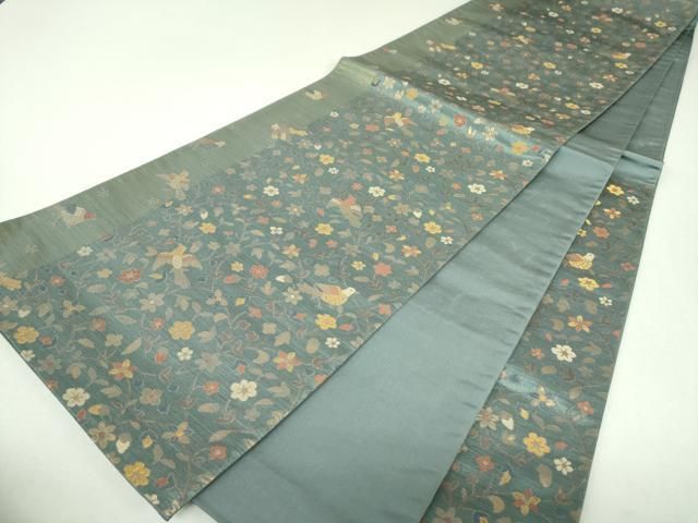 平和屋着物▼六通柄袋帯　花鳥文　金糸　正絹　逸品　DABJ8872ps