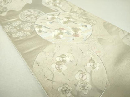 平和屋着物▼六通柄袋帯　駒刺繍　花丸文　金銀糸　正絹　逸品　DABJ8873ps