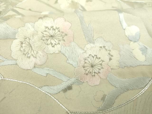 平和屋着物▼六通柄袋帯　駒刺繍　花丸文　金銀糸　正絹　逸品　DABJ8873ps