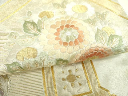 平和屋着物▼太鼓柄袋帯　駒刺繍　総刺繍　蜀江花文　金銀糸　引箔　正絹　逸品　DABJ8874ps