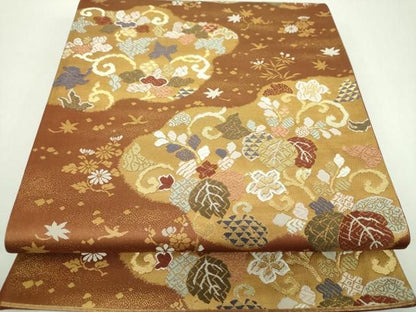 平和屋着物▼六通柄袋帯　唐織　桐　金糸　正絹　逸品　DABJ8913ps