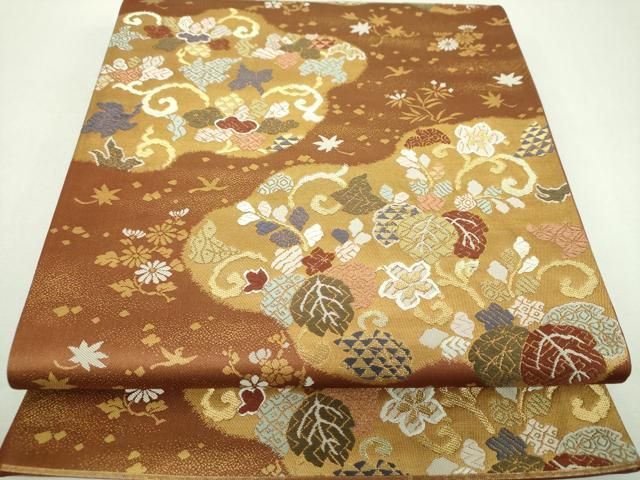 平和屋着物▼六通柄袋帯　唐織　桐　金糸　正絹　逸品　DABJ8913ps