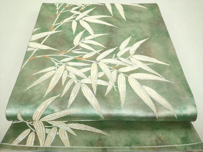 平和屋着物▼六通柄袋帯　笹文　金銀糸　引箔　正絹　逸品　DABJ8917ps