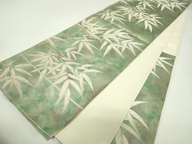 平和屋着物▼六通柄袋帯　笹文　金銀糸　引箔　正絹　逸品　DABJ8917ps