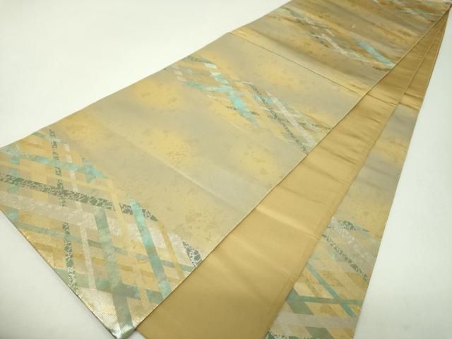 平和屋着物▼六通柄袋帯　菱文　金銀彩　引箔　正絹　逸品　DABJ8925ps