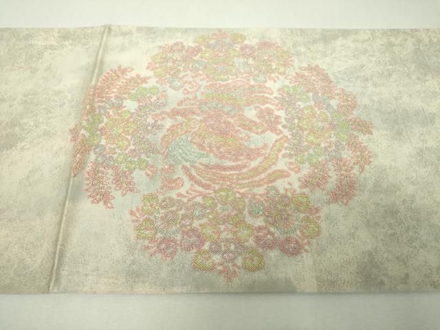 平和屋着物▼中国三大刺繍　相良刺繍　総刺繍　太鼓柄袋帯　鳳凰花文　引箔　正絹　逸品　DABJ8926ps