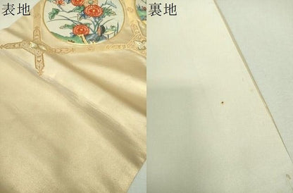 平和屋着物▼太鼓柄袋帯　駒刺繍　総刺繍　蜀江花鳥文　金銀糸　正絹　逸品　DABJ8931ps