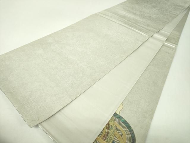 平和屋着物▼太鼓柄袋帯　黄秀螺鈿　立波文　金銀彩　引箔　正絹　逸品　DABJ8932ps