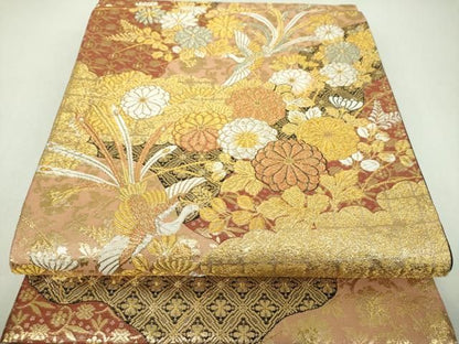 平和屋着物▼六通柄袋帯　鳳凰花文　金銀糸　正絹　逸品　DABJ8943ps