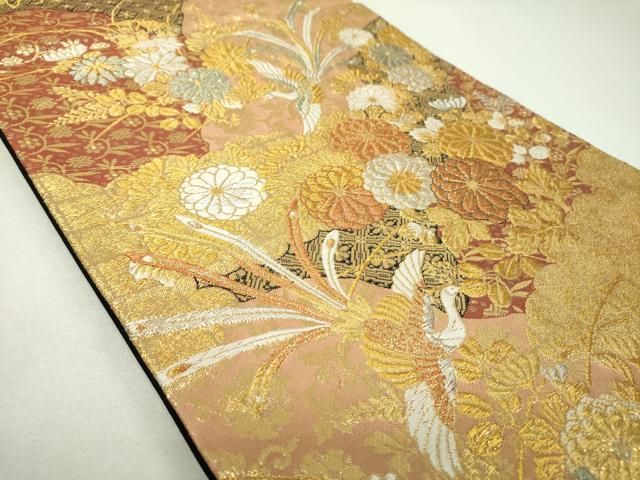 平和屋着物▼六通柄袋帯　鳳凰花文　金銀糸　正絹　逸品　DABJ8943ps