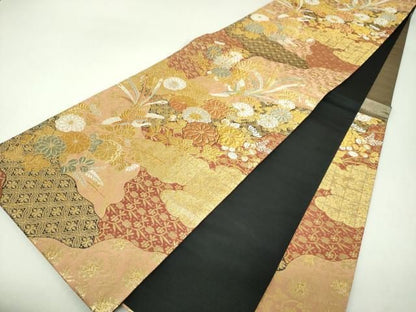 平和屋着物▼六通柄袋帯　鳳凰花文　金銀糸　正絹　逸品　DABJ8943ps