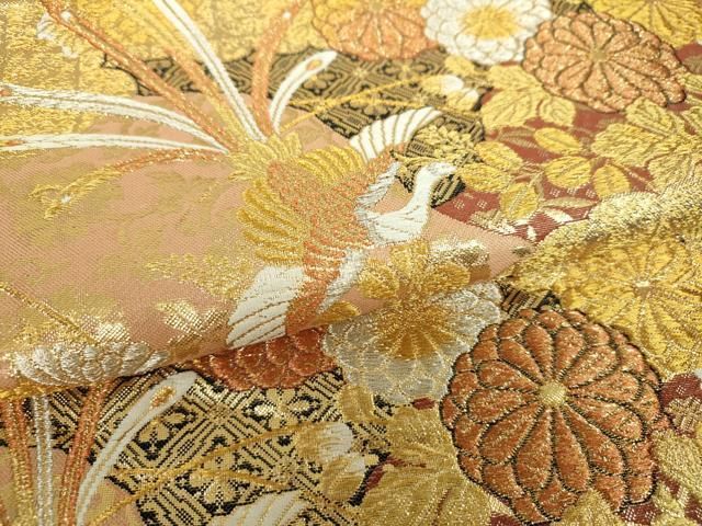 平和屋着物▼六通柄袋帯　鳳凰花文　金銀糸　正絹　逸品　DABJ8943ps
