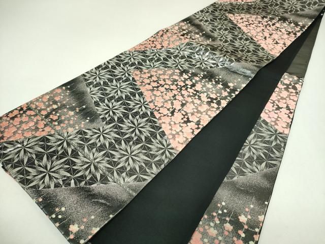 平和屋着物▼六通柄袋帯　唐織　槍梅　銀糸　正絹　逸品　DABJ8967ps