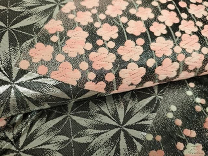 平和屋着物▼六通柄袋帯　唐織　槍梅　銀糸　正絹　逸品　DABJ8967ps
