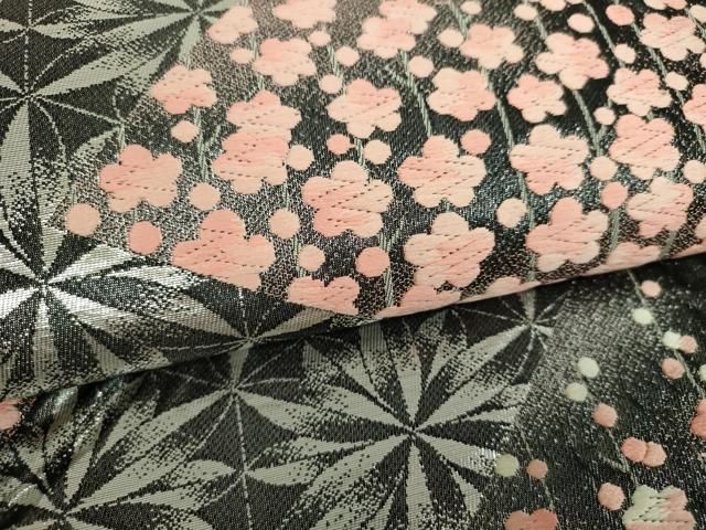 平和屋着物▼六通柄袋帯　唐織　槍梅　銀糸　正絹　逸品　DABJ8967ps