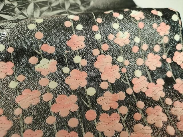 平和屋着物▼六通柄袋帯　唐織　槍梅　銀糸　正絹　逸品　DABJ8967ps