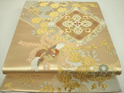 平和屋着物▼六通柄袋帯　麗鳳錦　金銀糸　正絹　逸品　DABJ8968ps