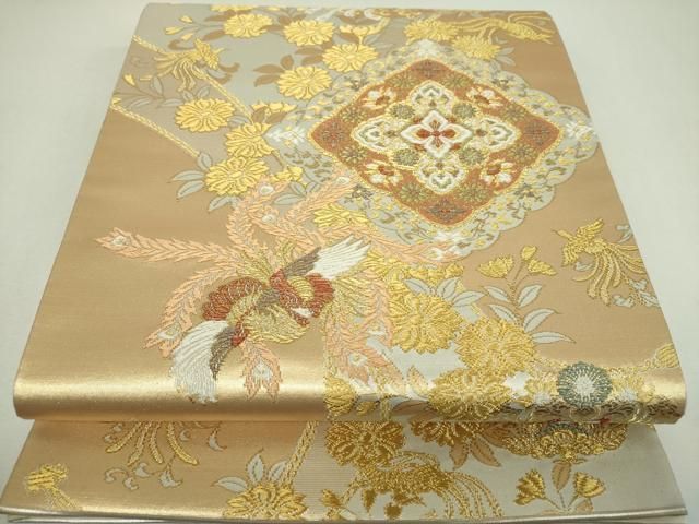 平和屋着物▼六通柄袋帯　麗鳳錦　金銀糸　正絹　逸品　DABJ8968ps