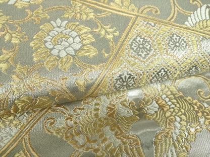 平和屋着物▼六通柄袋帯　伝来名物裂模様　プラチナ箔　正絹　逸品　DABJ8970ps