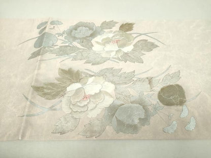 平和屋着物▼太鼓柄袋帯　駒刺繍　花鳥文　金銀彩　正絹　逸品　DABJ8978ps