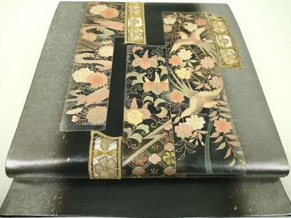平和屋着物▼太鼓柄袋帯　刺繍　鳳凰花文　金銀彩　引箔　正絹　逸品　DABJ8980ps