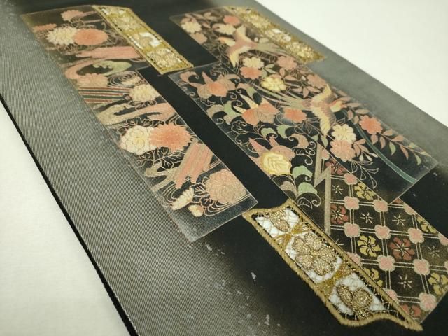 平和屋着物▼太鼓柄袋帯　刺繍　鳳凰花文　金銀彩　引箔　正絹　逸品　DABJ8980ps