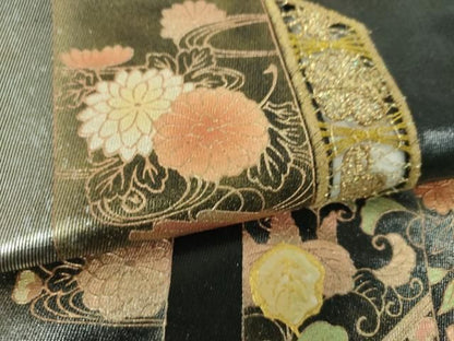平和屋着物▼太鼓柄袋帯　刺繍　鳳凰花文　金銀彩　引箔　正絹　逸品　DABJ8980ps