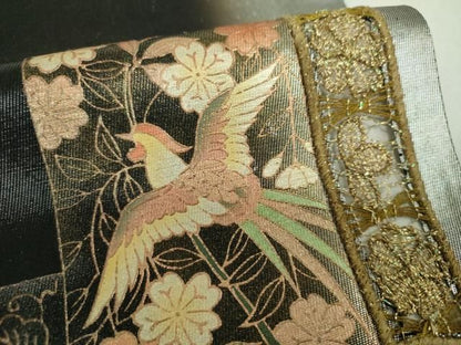 平和屋着物▼太鼓柄袋帯　刺繍　鳳凰花文　金銀彩　引箔　正絹　逸品　DABJ8980ps