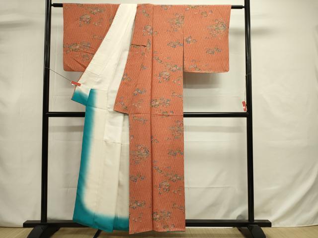 平和屋着物■上質な小紋　風景花鳥文　正絹　逸品　DABJ9002ya