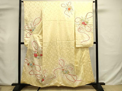 平和屋着物■豪華振袖　駒刺繍　糸巻花文　暈し染め　金彩　正絹　逸品　DABJ9003ya