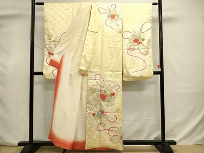 平和屋着物■豪華振袖　駒刺繍　糸巻花文　暈し染め　金彩　正絹　逸品　DABJ9003ya