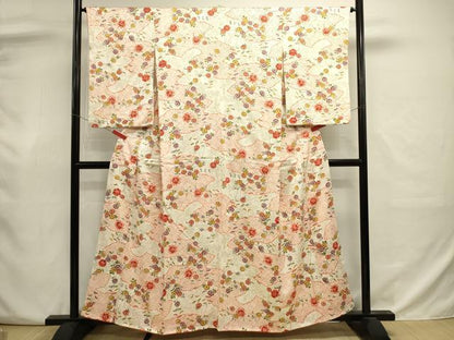 平和屋着物■訪問着　絞り　草花文　正絹　逸品　DABJ9004ya