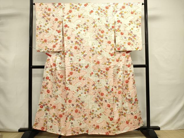 平和屋着物■訪問着　絞り　草花文　正絹　逸品　DABJ9004ya