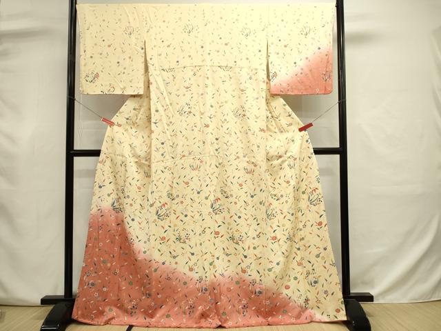 平和屋着物■訪問着　草花文　暈し染め　正絹　逸品　DABJ9006ya