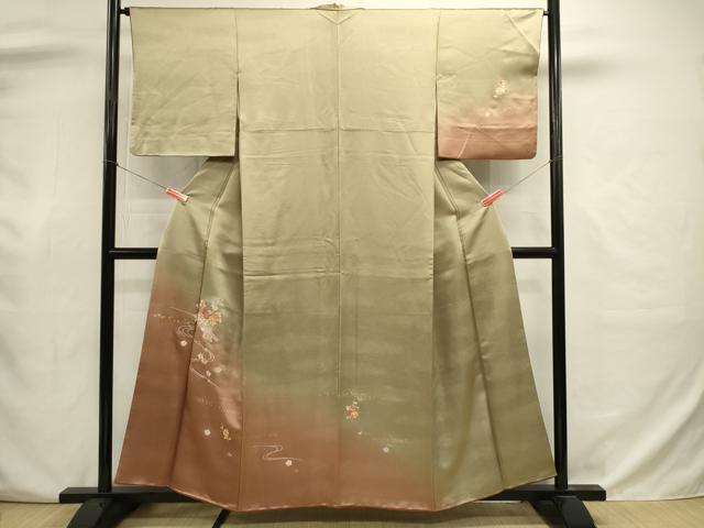 平和屋着物■訪問着　総刺繍　流水花筏文　暈し染め　金彩　正絹　逸品　DABJ9010ya