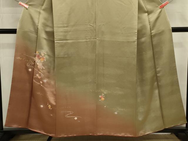 平和屋着物■訪問着　総刺繍　流水花筏文　暈し染め　金彩　正絹　逸品　DABJ9010ya