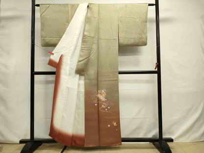 平和屋着物■訪問着　総刺繍　流水花筏文　暈し染め　金彩　正絹　逸品　DABJ9010ya