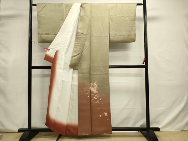 平和屋着物■訪問着　総刺繍　流水花筏文　暈し染め　金彩　正絹　逸品　DABJ9010ya